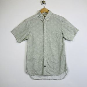 SMALL Taylor Stitch White Floral Short Sleeve Cotton Button Front Shirt Mens 36